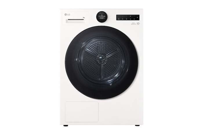 Vorderseite von Trockner Weiß (A+++, 9 kg) mit AI Dry & Dual Inverter Wärmepumpentechnologie | RT90X8C