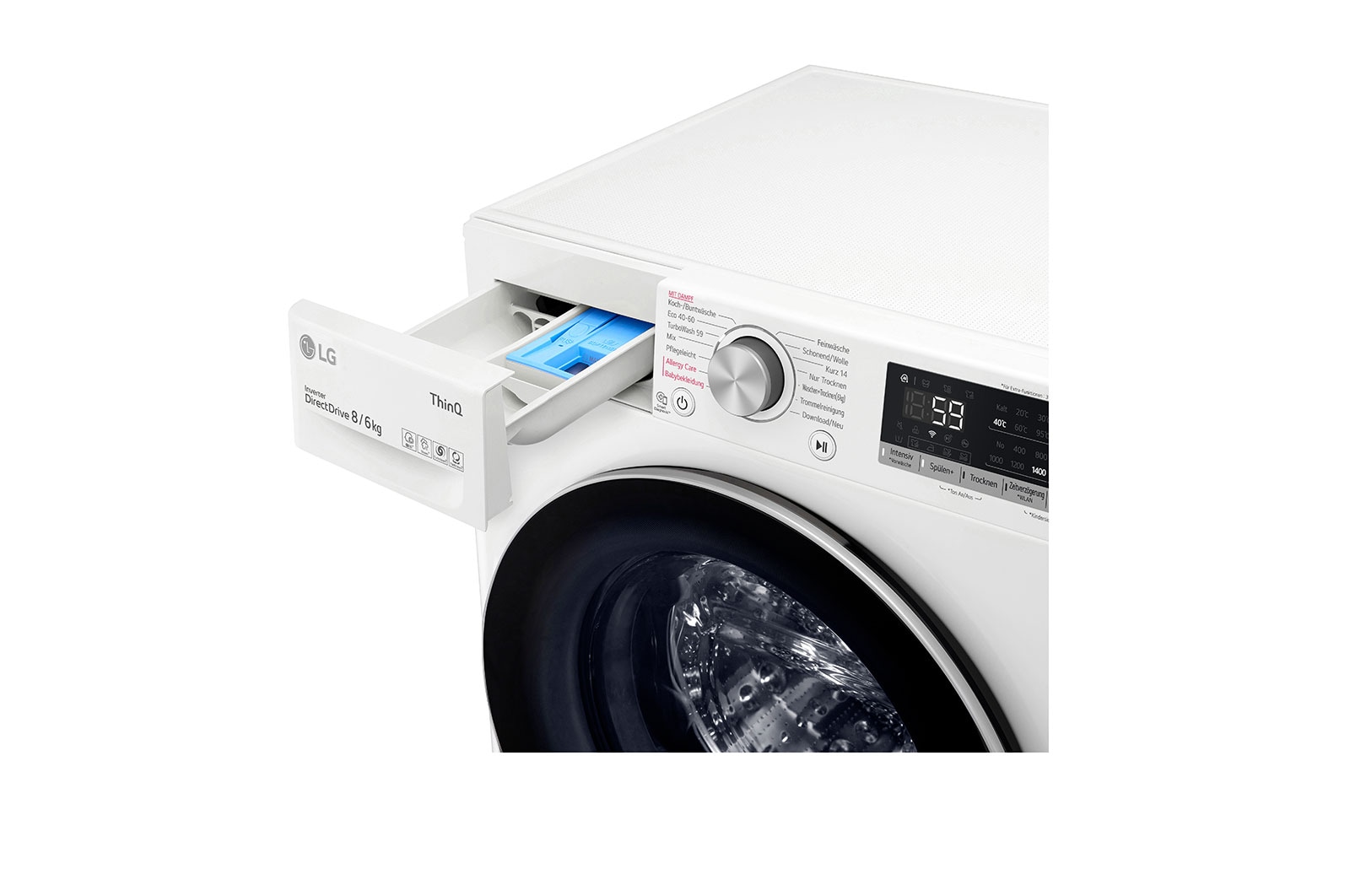 LG Waschtrockner mit AI DD™ | 8 kg Waschen | 6 kg Trocknen | 1400 U/Min | Steam | TurboWash™ | Neue Wohlfühl-Trommel | LG V4WD860B, V4WD860B