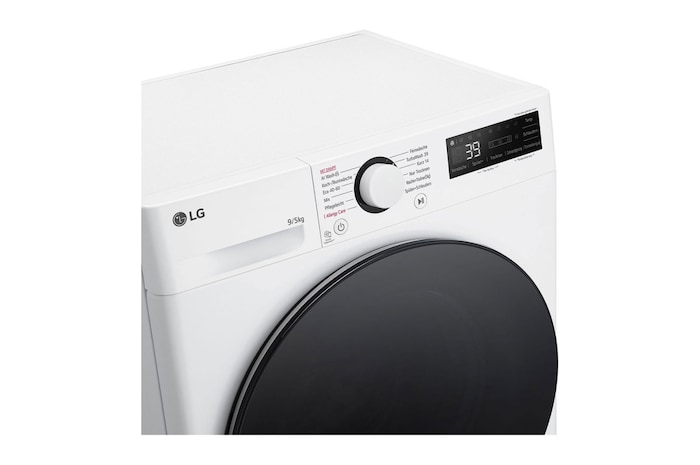 LG Waschtrockner mit 1.200 U./Min. | EEK A/E | 9 kg Waschen | 5 kg Trocknen | Weiß mit schwarzem Bullaugenring | V5WD95SLIM, V5WD95SLIM