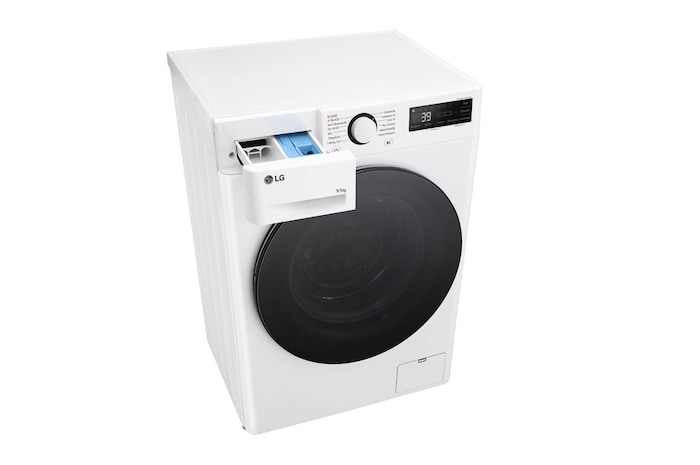 LG Waschtrockner mit 1.200 U./Min. | EEK A/E | 9 kg Waschen | 5 kg Trocknen | Weiß mit schwarzem Bullaugenring | V5WD95SLIM, V5WD95SLIM