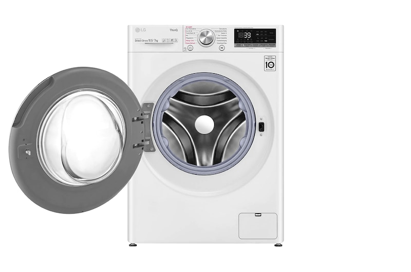 LG Waschtrockner mit AI DD™ | 10,5 kg Waschen | 7 kg Trocknen | 1400 U/Min | Steam | TurboWash™ | Neue Wohlfühl-Trommel | LG V7WD107HSE, V7WD107H2E