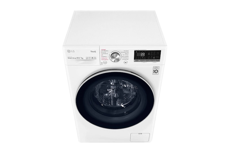 LG Waschtrockner mit AI DD™ | 10,5 kg Waschen | 7 kg Trocknen | 1400 U/Min | Steam | TurboWash™ | Neue Wohlfühl-Trommel | LG V7WD107HSE, V7WD107H2E
