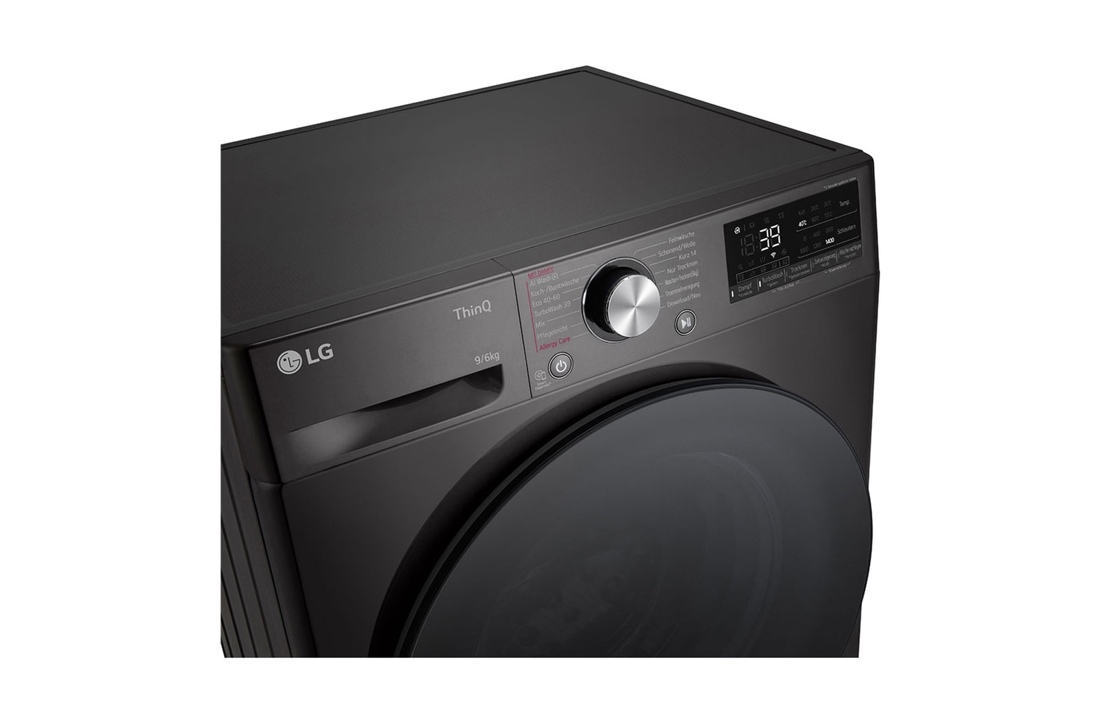LG Waschtrockner Schwarz (D/A, 9 kg / 6 kg, 1.360 U./Min.) mit Steam & TurboWash® 360° | W4WR7096YB, W4WR7096YB