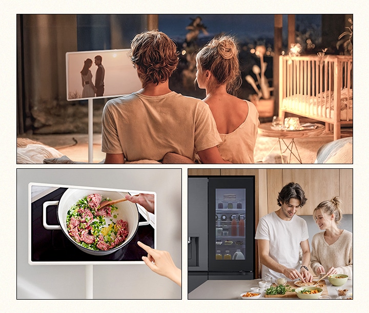 Drei Bilder mit LG-Geräten