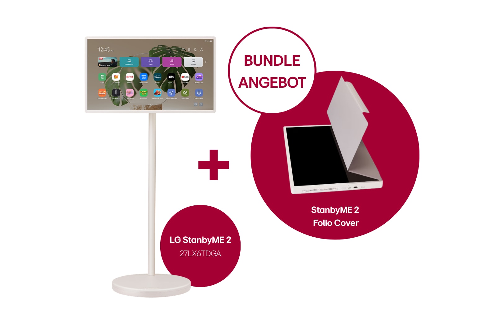 Vorderansicht von LG StanbyME 2 - Superportabler 27-Zoll-Touchscreen + Folio Cover 27LX6TDGA.FC25001