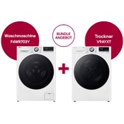 Vorderansicht von Waschmaschine mit 13 kg Kapazität | EEK A | 1.400 U./Min. | Weiß mit schwarzem Bullaugenring | F4WR703Y F4WR703Y.V9AY001