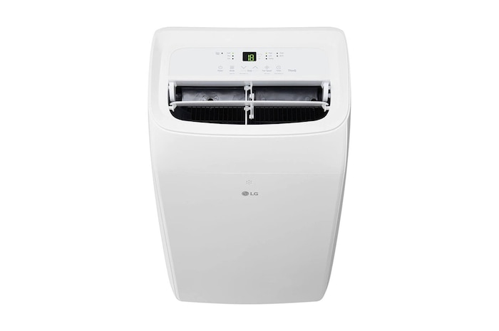 Front view with air outlet open detail of LG 9,000 BTU portable air conditioner P9NC09TSED0