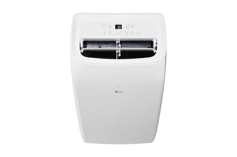 Front view with air outlet open detail of LG 9,000 BTU portable air conditioner P9NC09TSED0