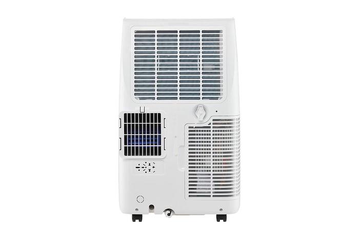 Rear panel ventilation and components of LG 9,000 BTU portable air conditioner P9NC09TSED0