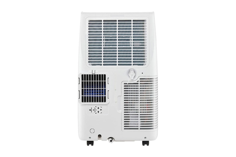 Rear panel ventilation and components of LG 9,000 BTU portable air conditioner P9NC09TSED0