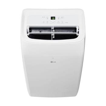 Front view with air outlet open detail of LG 9,000 BTU portable air conditioner P9NC09TSED0
