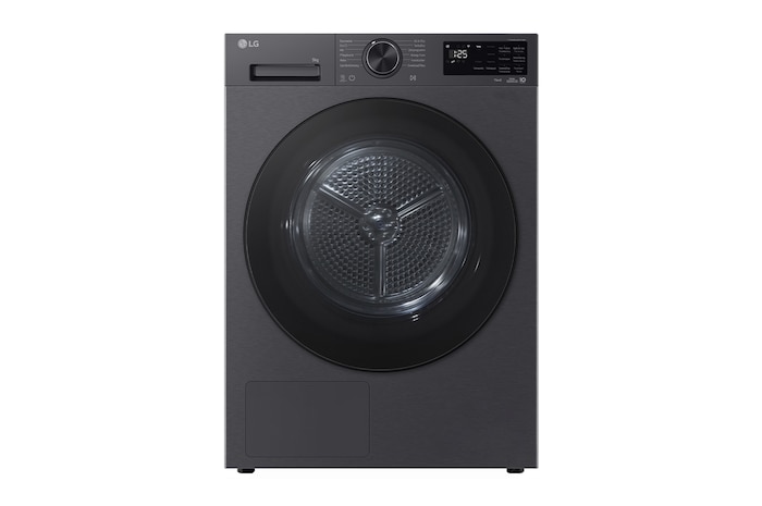 LG Trockner Schwarz (EEK B, 9 kg) mit AI Dry, Dual Inverter Wärmepumpentechnologie & selbstreinigendem Kondensator I RT90X7B, RT90X7B