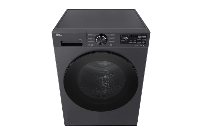LG Trockner Schwarz (EEK B, 9 kg) mit AI Dry, Dual Inverter Wärmepumpentechnologie & selbstreinigendem Kondensator I RT90X7B, RT90X7B