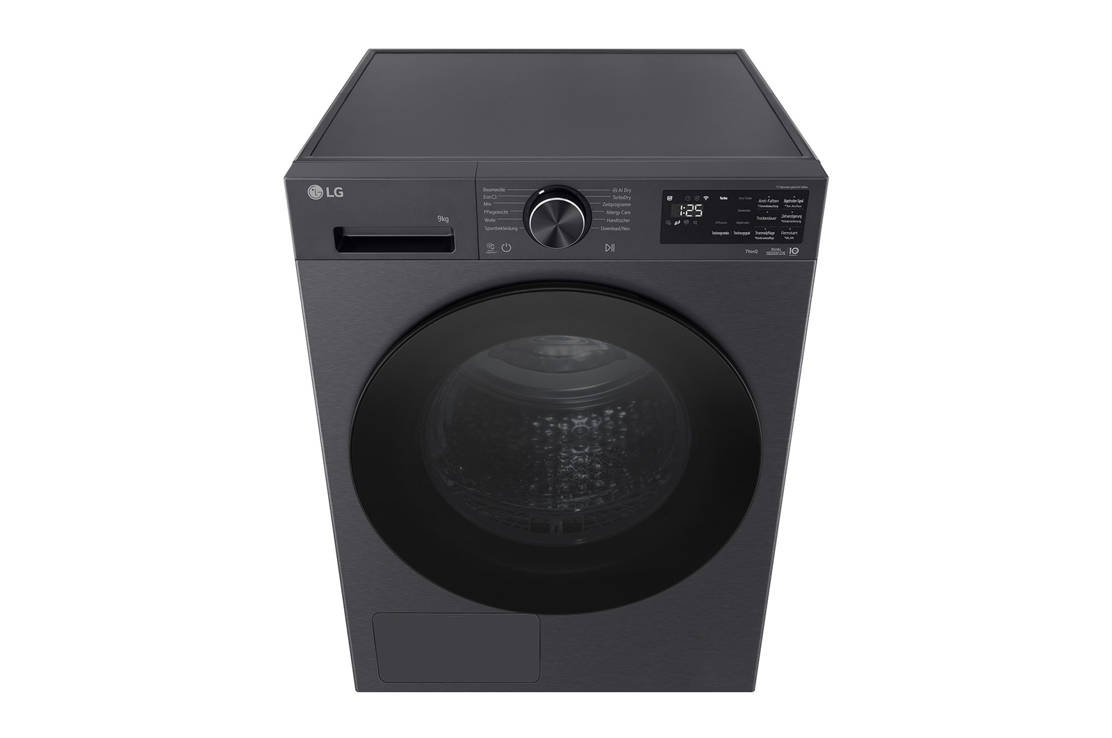 LG Trockner Schwarz (EEK B, 9 kg) mit AI Dry, Dual Inverter Wärmepumpentechnologie & selbstreinigendem Kondensator I RT90X7B, RT90X7B