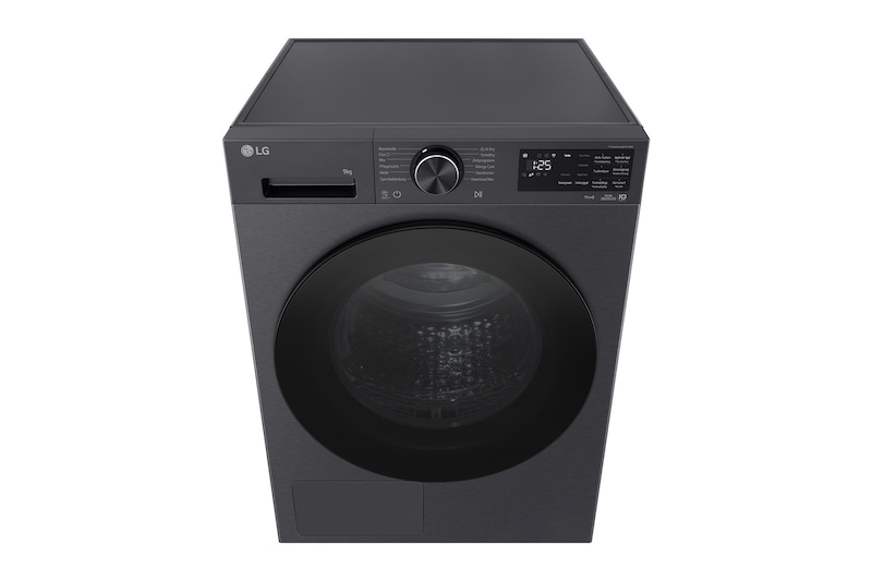 LG Trockner Schwarz (EEK B, 9 kg) mit AI Dry, Dual Inverter Wärmepumpentechnologie & selbstreinigendem Kondensator I RT90X7B, RT90X7B