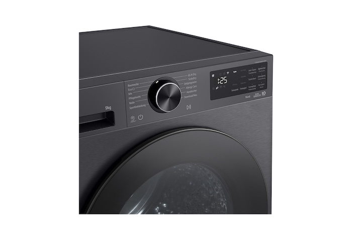 LG Trockner Schwarz (EEK B, 9 kg) mit AI Dry, Dual Inverter Wärmepumpentechnologie & selbstreinigendem Kondensator I RT90X7B, RT90X7B