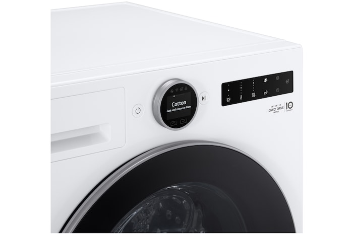 Die LG 11 kg Waschmaschine F4WX801YB in Matte Black mit TurboWash®360°-Technologie für eine gründliche Wäsche in nur 39 Minuten, mit Energieeffizienzklasse A-40%.