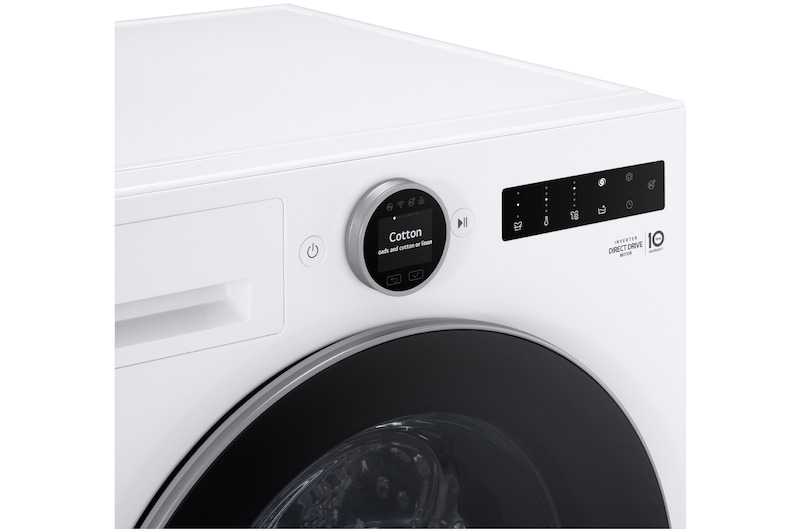 Die LG 11 kg Waschmaschine F4WX801YB in Matte Black mit TurboWash®360°-Technologie für eine gründliche Wäsche in nur 39 Minuten, mit Energieeffizienzklasse A-40%.