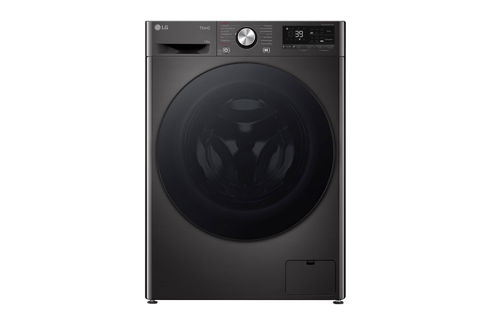 LG Waschmaschine Schwarz (A-20%*, 13 kg, 1.360 U./Min.) mit AI DD® & TurboWash®360° | F4WR703YB, F4WR703YB