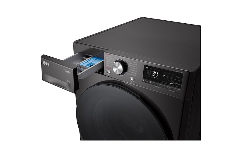 LG Waschmaschine Schwarz (A-20%*, 13 kg, 1.360 U./Min.) mit AI DD® & TurboWash®360° | F4WR703YB, F4WR703YB
