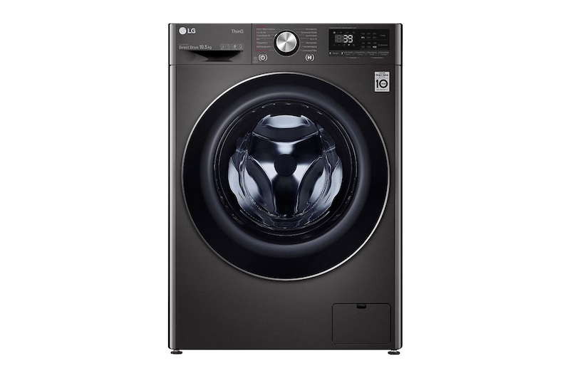 Vorderansicht von Waschmaschine Metallic Black Steel (A, 10,5 kg, 1.560 U./Min.) mit AI DD® & TurboWash®360° | F6WV710P2S