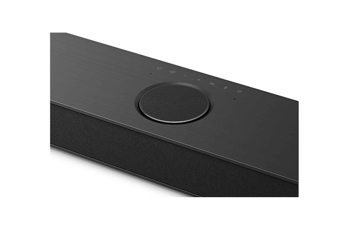 Top angled view of LG Soundbar S80TR's Center Up-Firing Channel