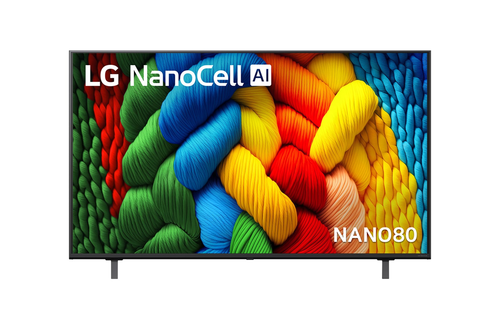 Front view of 55 inch LG NanoCell AI NANO80 4K Smart TV 2025 55NANO80ASA