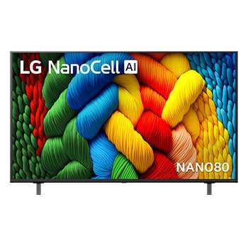 Front view of 55 inch LG NanoCell AI NANO80 4K Smart TV 2025 55NANO80ASA