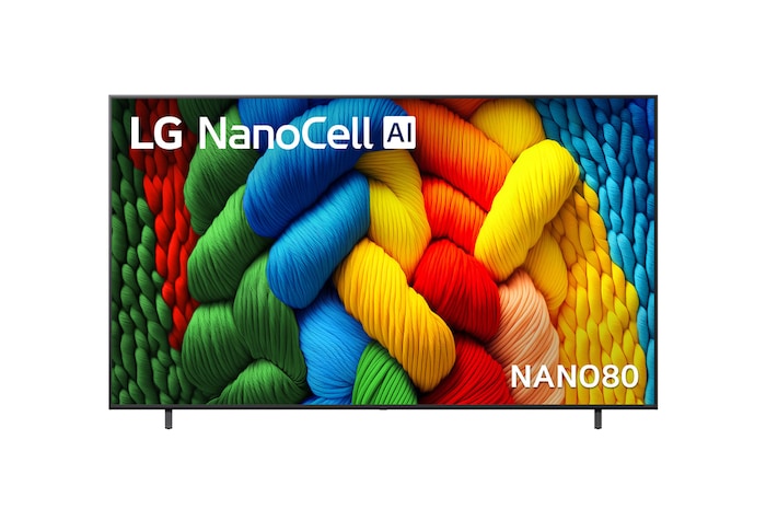Front view of 86 inch LG NanoCell AI NANO80 4K Smart TV 2025 86NANO80ASA