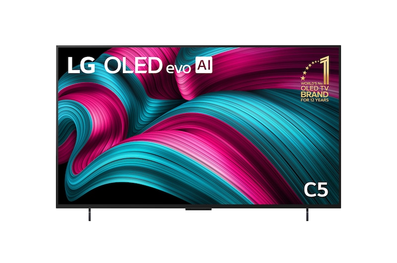 Front view of 42 inch LG OLED evo AI C5 4K Smart TV 2025 OLED42C5PSA