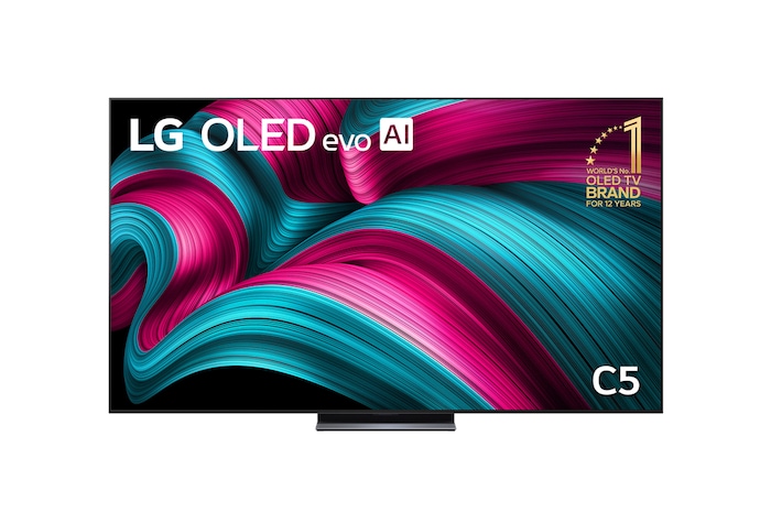 Front view of 83 inch LG OLED evo AI C5 4K Smart TV 2025 OLED83C5PSA