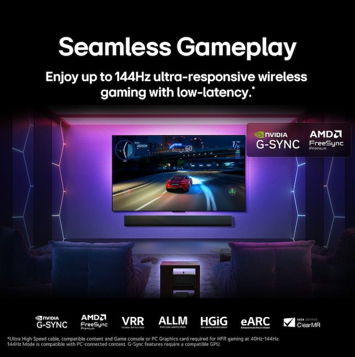 LG True Wireless TV 65 inch LG OLED evo AI M5 with 4K 144Hz Video & Audio Transfer, OLED65M5PSA