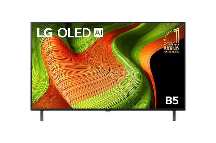Front view of 48 inch LG OLED AI B5 4K Smart TV 2025 OLED48B5PSA