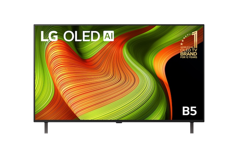 Front view of 48 inch LG OLED AI B5 4K Smart TV 2025 OLED48B5PSA