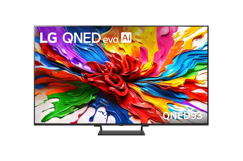 Front view of 75 Inch LG QNED evo AI QNED93 MiniLED 4K Smart TV 2025 75QNED93ASA