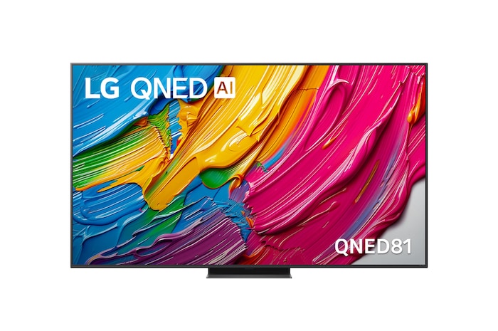 Front view of 65 inch LG QNED AI QNED81 4K Smart TV 2025 65QNED81ASA