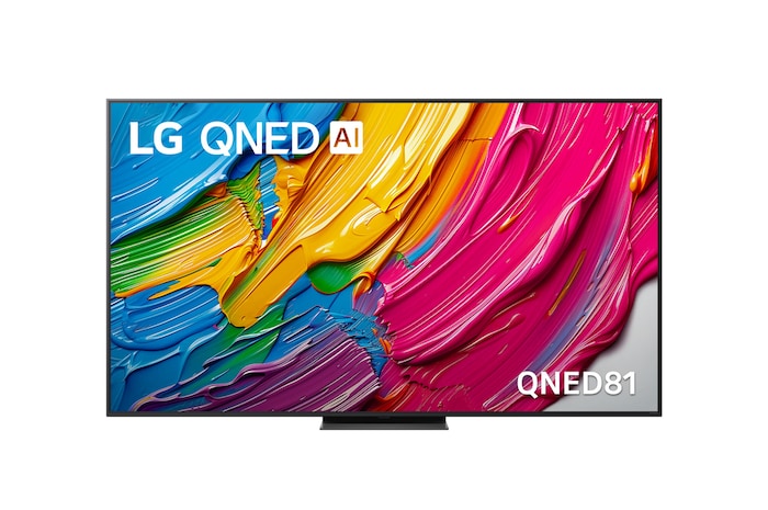 Front view of 75 inch LG QNED AI QNED81 4K Smart TV 2025 75QNED81ASA