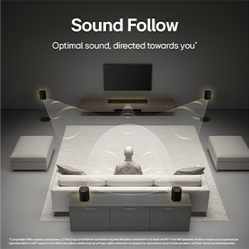 No need to reposition your speaker every time you move. The H7’s Sound Follow technology analyses not just the space itself, but also your position and movement within it — ensuring optimal sound wherever you are.