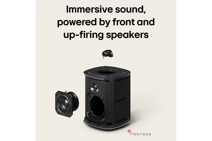 LG Sound Suite M5 speaker with Peerless front and up-firing speaker arrays for immersive 3D audio expereince