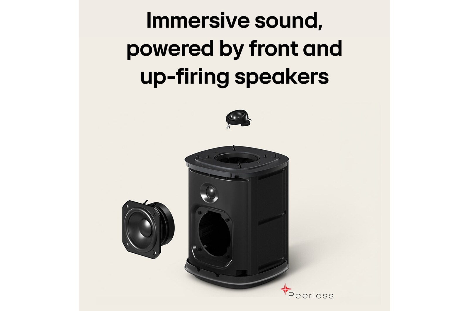 LG Sound Suite M5 speaker with Peerless front and up-firing speaker arrays for immersive 3D audio expereince