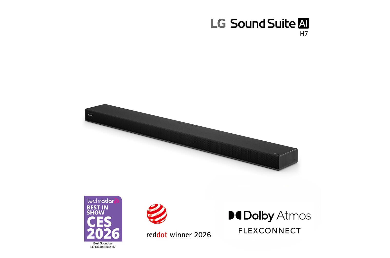 Front view of LG Sound Suite H7 Soundbar with 9.1.6 Spatial Sound & Dolby Atmos FlexConnect Sound-Suite-H7