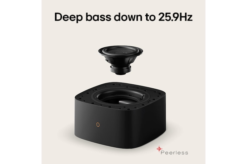 LG Sound Suite W7 woofer with deep bass precision control for wireless surround sound system