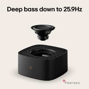 LG Sound Suite W7 woofer with deep bass precision control for wireless surround sound system