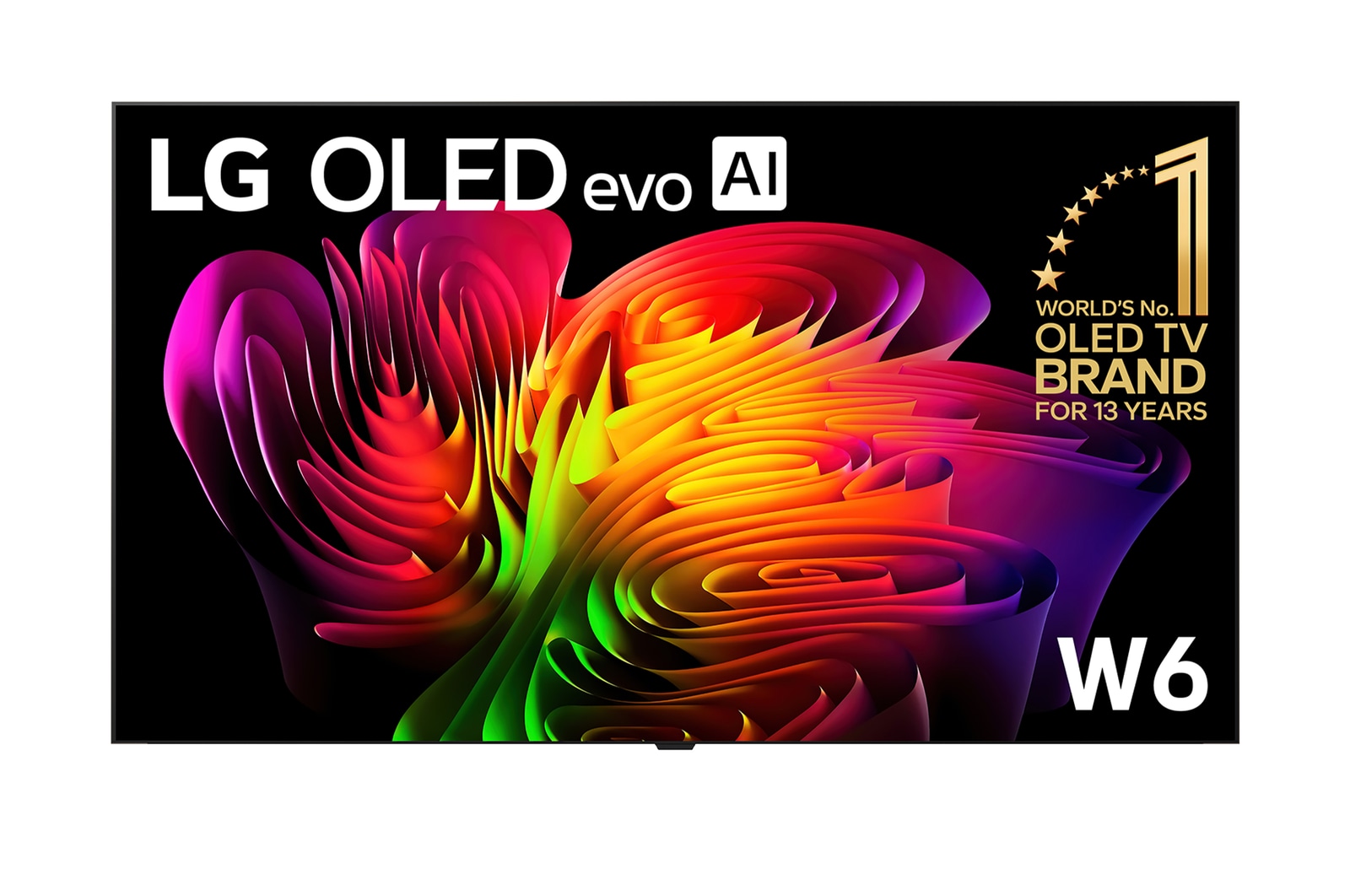 Front view of 83 inch Wallpaper TV LG OLED evo AI W6 True Wireless 4K Smart TV 2026 OLED83W6PSA