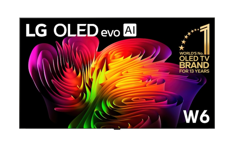 Front view of 83 inch Wallpaper TV LG OLED evo AI W6 True Wireless 4K Smart TV 2026 OLED83W6PSA