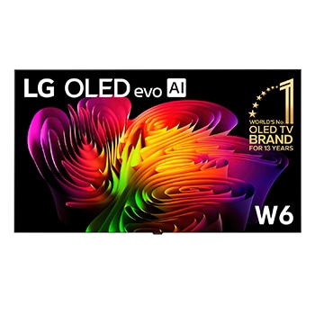 Front view of 83 inch Wallpaper TV LG OLED evo AI W6 True Wireless 4K Smart TV 2026 OLED83W6PSA