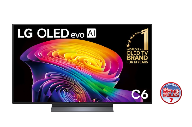 Front view of 48 Inch LG OLED evo AI C6 4K Smart TV 2026 OLED48C6PSA