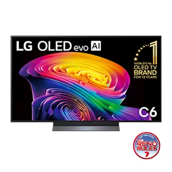 Front view of 48 Inch LG OLED evo AI C6 4K Smart TV 2026 OLED48C6PSA