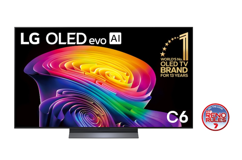 Front view of 55 Inch LG OLED evo AI C6 4K Smart TV 2026 OLED55C6PSA