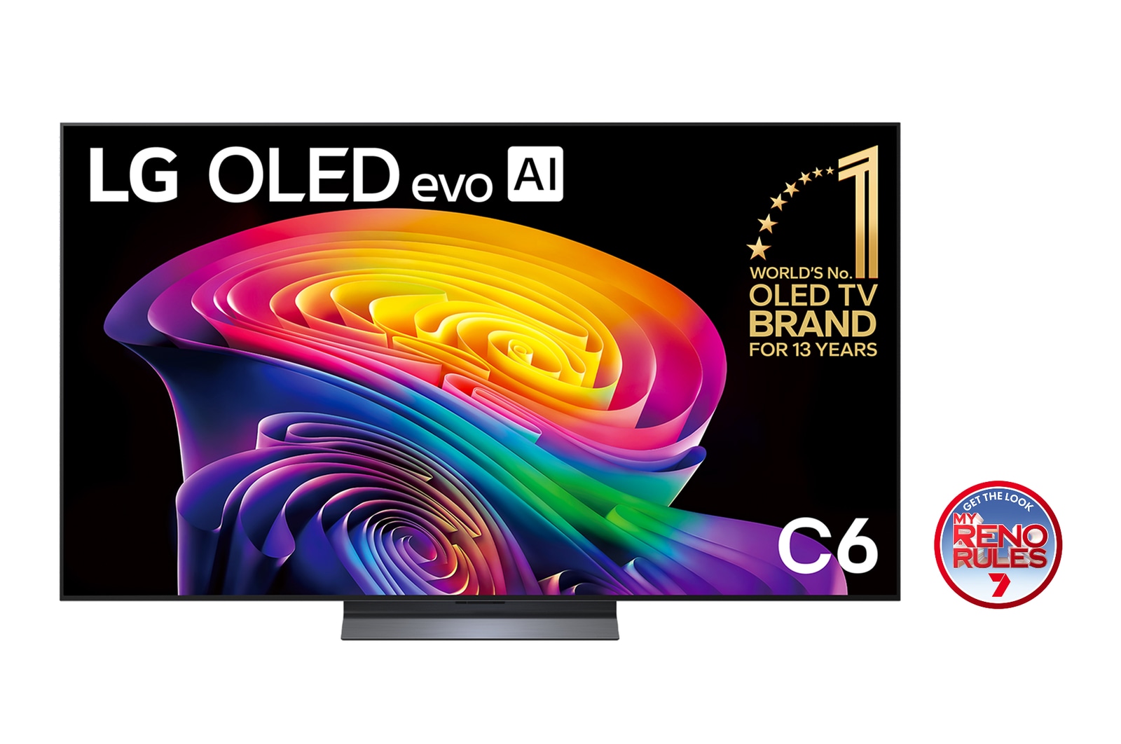 Front view of 65 Inch LG OLED evo AI C6 4K Smart TV 2026 OLED65C6PSA